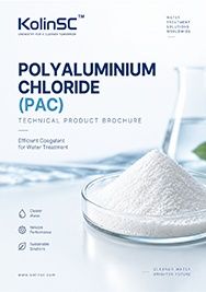 KolinSC polyaluminium chloride PAC technical product brochure cover with white powder in glass dish