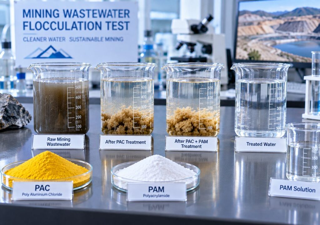PAC and PAM mining wastewater treatment and flocculation test
