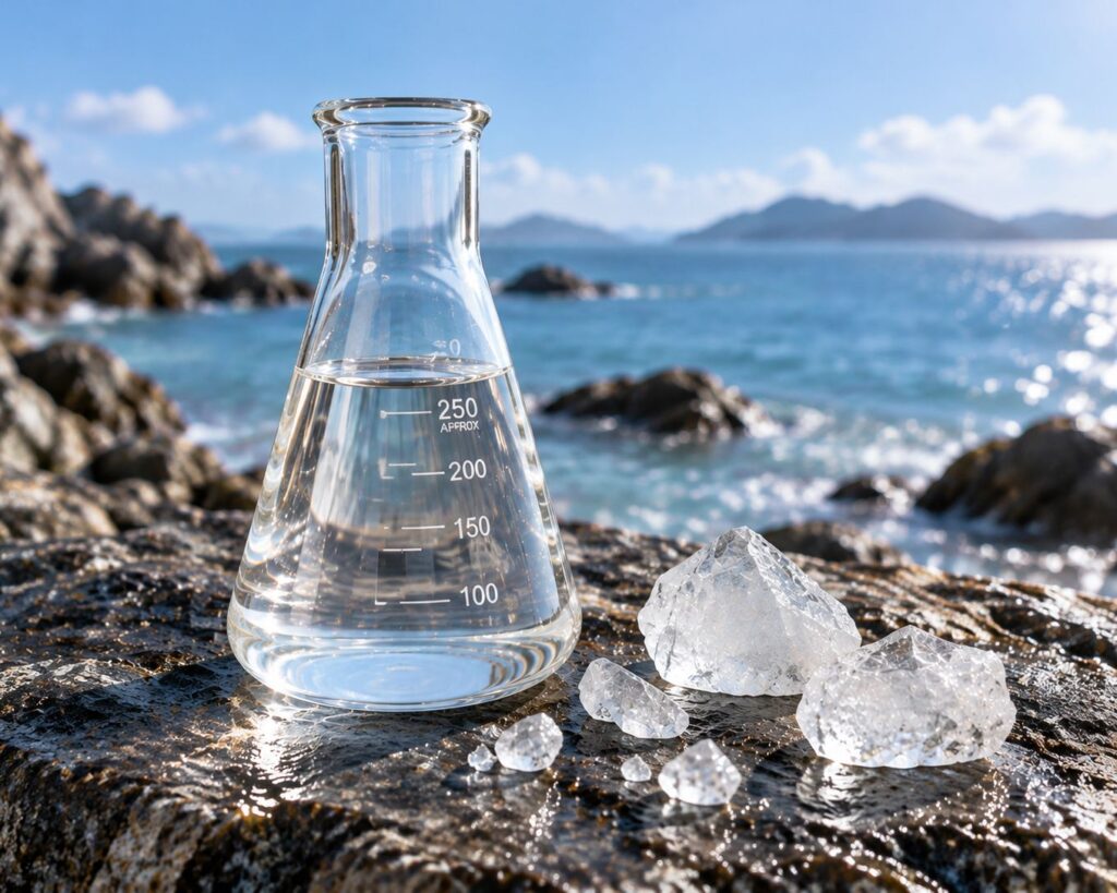 Potassium alum crystal and solution sample for water treatment, industrial and personal care applications
