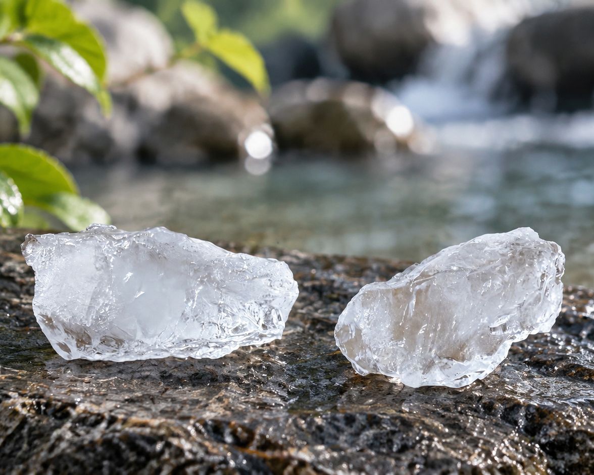 Transparent potassium alum crystal block sample for water treatment chemical applications