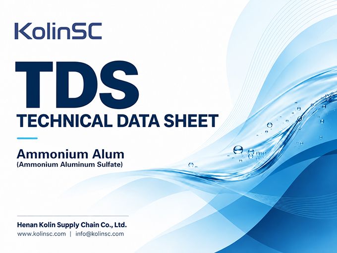 Ammonium Alum (Ammonium Aluminum Sulfate) TDS Technical Data Sheet cover, KolinSC