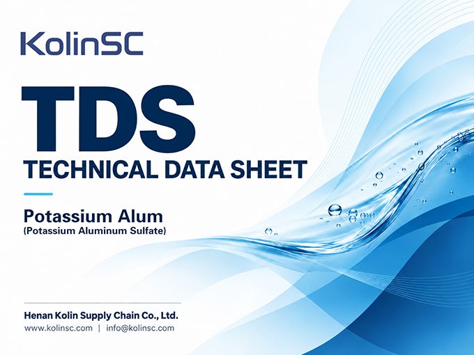 Potassium Alum (Potassium Aluminum Sulfate) TDS Technical Data Sheet cover, KolinSC