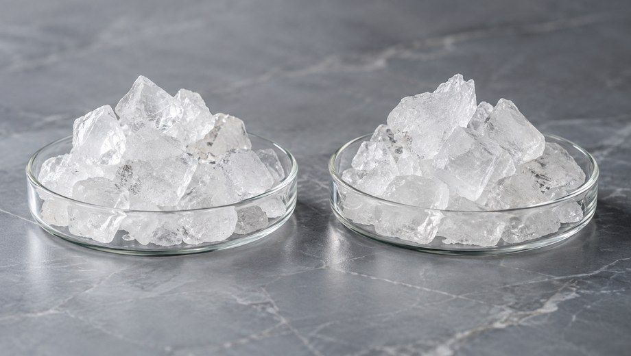 Crystal samples of potassium alum and ammonium alum, two types of alum coagulant for water treatment