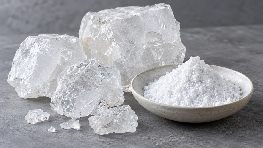 Potassium alum in large crystal lump form and fine powder form