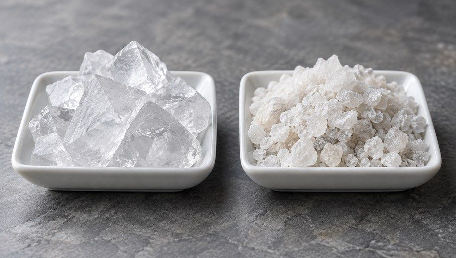Potassium alum and aluminum sulfate crystal solids, water treatment coagulant chemicals comparison